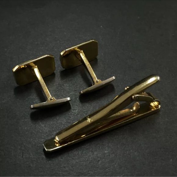 Authentic Christian Dior Yves Saint Laurent Gold Tone Cufflinks & tie clip PICK1 - Picture 6 of 11